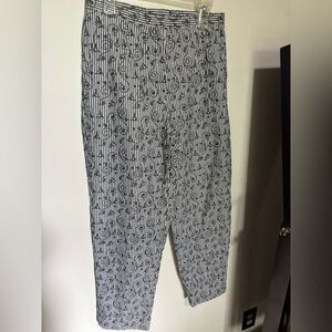 Talbots Black and White Patterned Pants with Pockets